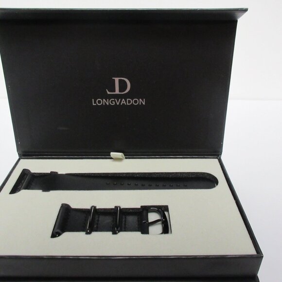 Longvadon Designer Men's Apple Watch Band - Black- Size Medium 42/44